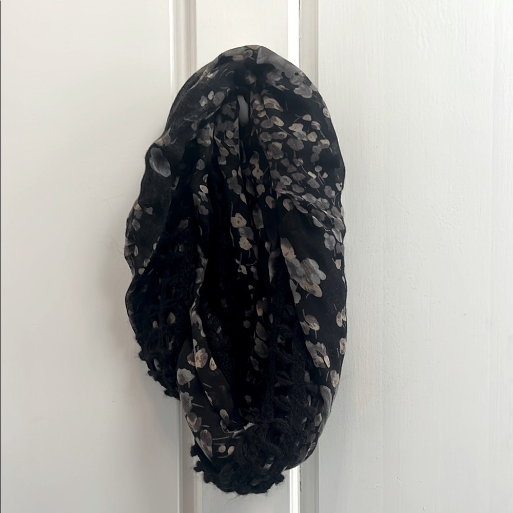 Black floral infinity scarf